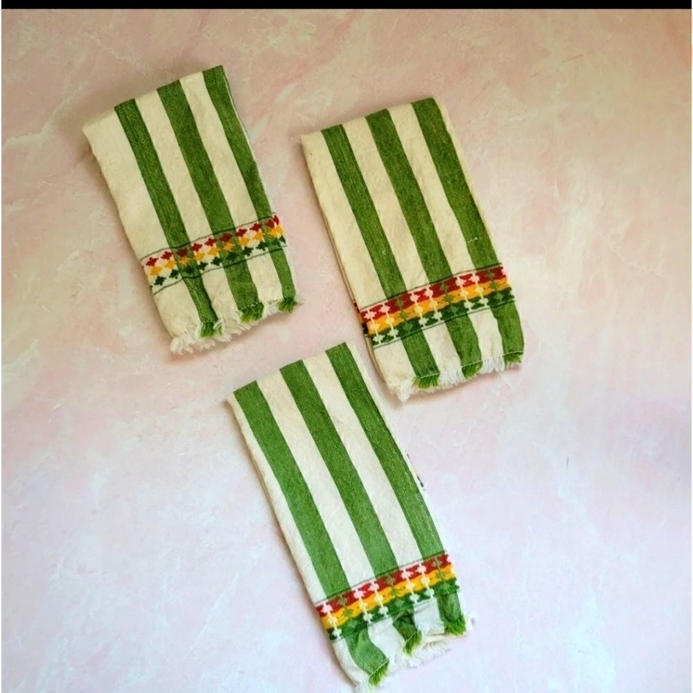 Striped linen country cottage serviette napkins